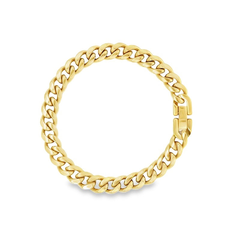 Rico's panserarmbånd i 18 karat forgyldt rustfrit stål med flip-lås, 8 mm bredde.